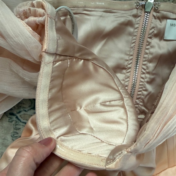 NWT Miss Circle NY Satin Corset Midi Dress - Off-the-Shoulder - Blush - XS - Picture 7 of 8